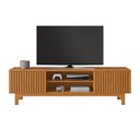 Ver imagem 5 de Rack para TV até 70 Polegadas Crjcm-RCK005 MDP MDF com 2 Portas Ripadas Nichos Marrom Cinamomo