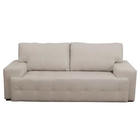 Sofá 3 Lugares Sala de Estar Roma 2,30M Couro Off White - Gran Belo