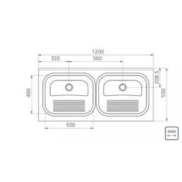 Tanque Duplo de Apoio Aço Inox Tramontina 120cmx55cm - 2
