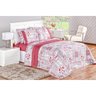 Cobre Leito Casal Queen Rosa Floral 3 Peças - 5
