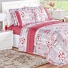 Cobre Leito Casal Queen Rosa Floral 3 Peças - 1