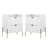Kit 2 Mesas de Cabeceira Madeira Mdf Branco Brilhante para Cama Moriah 45cm Pés Metal Dourado - 1
