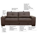 Ver imagem 2 de Sofá 3 Lugares Sala de Estar Milano 2,10m Couro Marrom - Gran Belo
