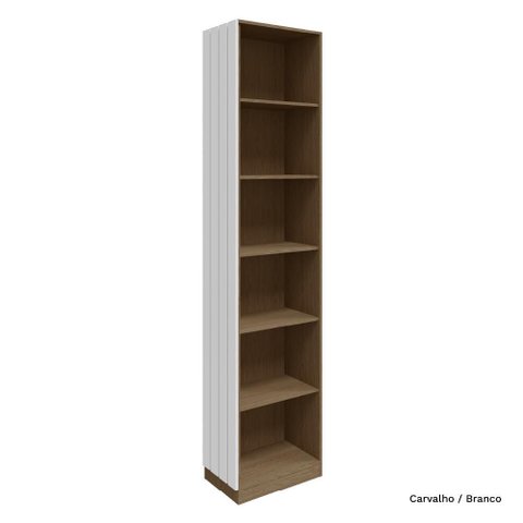 Módulo Cantoneira Lateral 245cm Altura Rimo Setiba - Carvalho/branco
