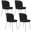 Ver imagem 1 de Kit 04 Cadeiras para Sala de Jantar Cozinha Estofada Gavi Arena L02 Bouclê Preto - Lyam Decor