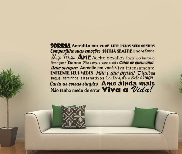 Adesivo Decorativo de Parede Frases Sorria Apaixonado palavras motivacional