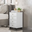 Ver imagem 1 de Mesa de Cabeceira Lateral Apoio 4 Gavetas Presence com Rodízios para Quarto Branco Demóbile