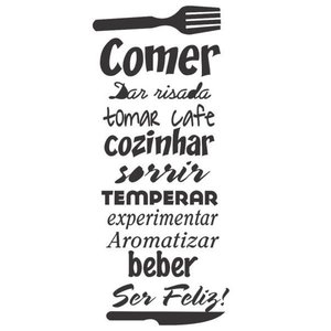 Adesivo Decorativo de para Parede Frase para Cozinha Comer e Ser Feliz