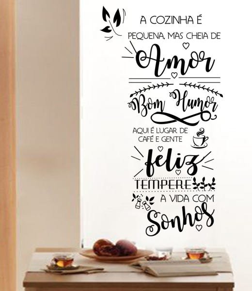 Adesivo Decorativo de Parede Frase A Cozinha com Amor linda para sua casa - 2