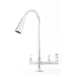 Torneira Flexivel de Mesa Samer Metais com Saída para Purificador de Agua 1/4 Tubo Cromado Dois Jato - 2