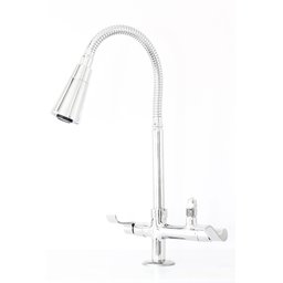 Torneira Flexivel de Mesa Samer Metais com Saída para Purificador de Agua 1/4 Tubo Cromado Dois Jato - 1