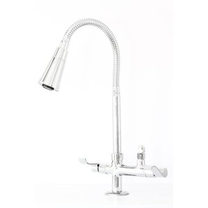 Torneira Flexivel de Mesa Samer Metais com Saída para Purificador de Agua 1/4 Tubo Cromado Dois Jato