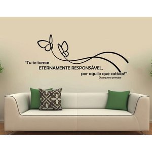 Adesivo Decorativo de Parede Frase Borboleta com Rastro Tu Te Tornas Grande