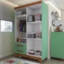 Ver imagem 2 de Quarto Infantil Completo Kids 5 Portas 6 Gavetas Verde/nature - Panorama Móveis
