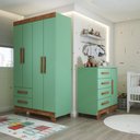 Ver imagem 1 de Quarto Infantil Completo Kids 5 Portas 6 Gavetas Verde/nature - Panorama Móveis