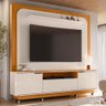 Estante Home Theater Nilo Cinamomo/off White para Tv até 75” com Rodízios - Madetec - 2