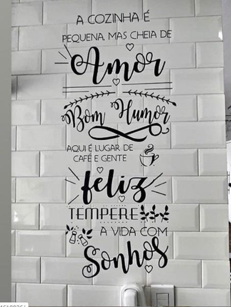 Adesivo Decorativo de Parede Frase A Cozinha com Amor E Bom Humor e Feliz Tempere Sonhos - 1