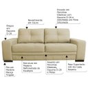 Ver imagem 2 de Jogo de Sofá 2 e 3 Lugares Sala de Estar Milano Couro Bege - Gran Belo