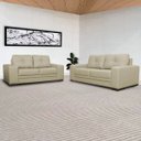 Ver imagem 6 de Jogo de Sofá 2 e 3 Lugares Sala de Estar Milano Couro Bege - Gran Belo