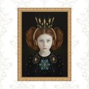 Ver imagem 1 de Quadro Moldura Dourada Menina Fone Ouvido 24x18cm:com Vidro
