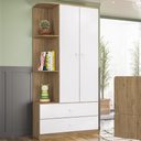Ver imagem 1 de Guarda Roupa Labirinto com 2 Portas e 2 Gavetas – Rústico/Branco