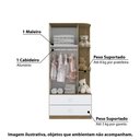 Ver imagem 5 de Guarda Roupa Labirinto com 2 Portas e 2 Gavetas – Rústico/Branco