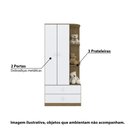 Ver imagem 3 de Guarda Roupa Labirinto com 2 Portas e 2 Gavetas – Rústico/Branco