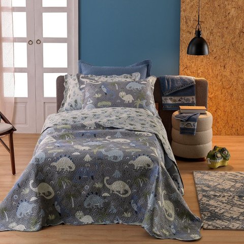 Cobre Leito Solteiro Infantil 160x220 Estampado com Porta Travesseiro
