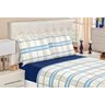 Jogo de Cama Casal Padrão 4 Peças Xadrez Azul Malha 100% Algodão - 1
