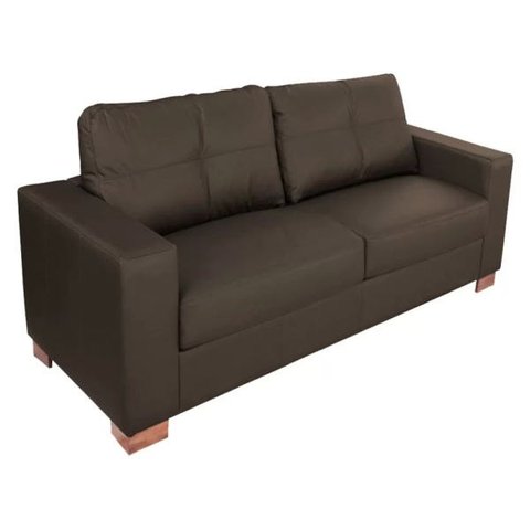 Sofá 2 Lugares Sala de Estar Pés Madeira Kenny 1,60m Couro Tabaco - Gran Belo