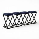 Ver imagem 2 de Kit 4 Banqueta Banco Baixa Bancada 50 Cm Cozinha Bar Corino:azul Marinho