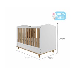 Berco Mimo Com Pés E Vira Mini Cama 100 % Mdf Branco/Nature - 8