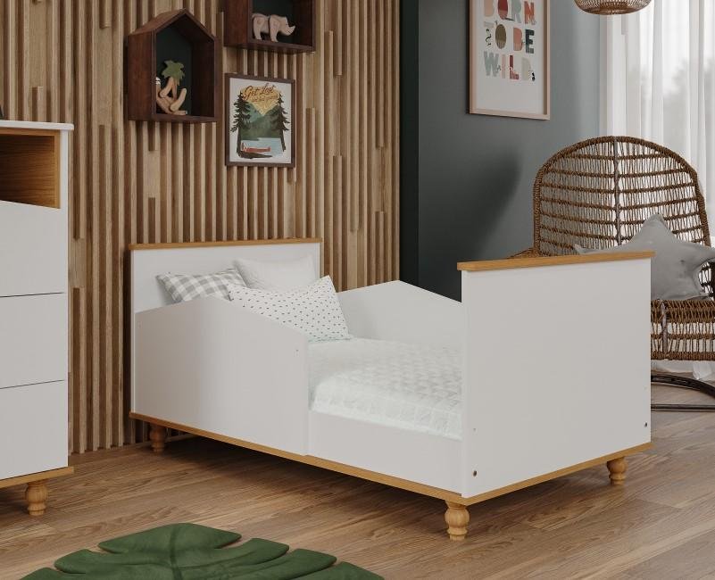 Berco Mimo Com Pés E Vira Mini Cama 100 % Mdf Branco/Nature - 6