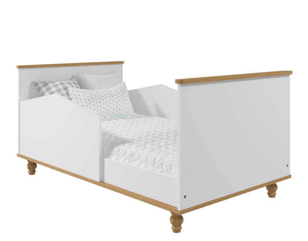 Berco Mimo Com Pés E Vira Mini Cama 100 % Mdf Branco/Nature - 4