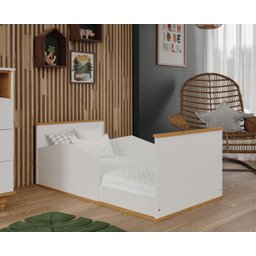 Berco Mimo Com Pés E Vira Mini Cama 100 % Mdf Branco/Nature - 7