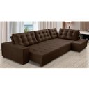 Ver imagem 1 de Sofá de Canto Retrátil e Reclinável com Molas 3,00x2,00 Berlim Suede Marrom Mirra Decor