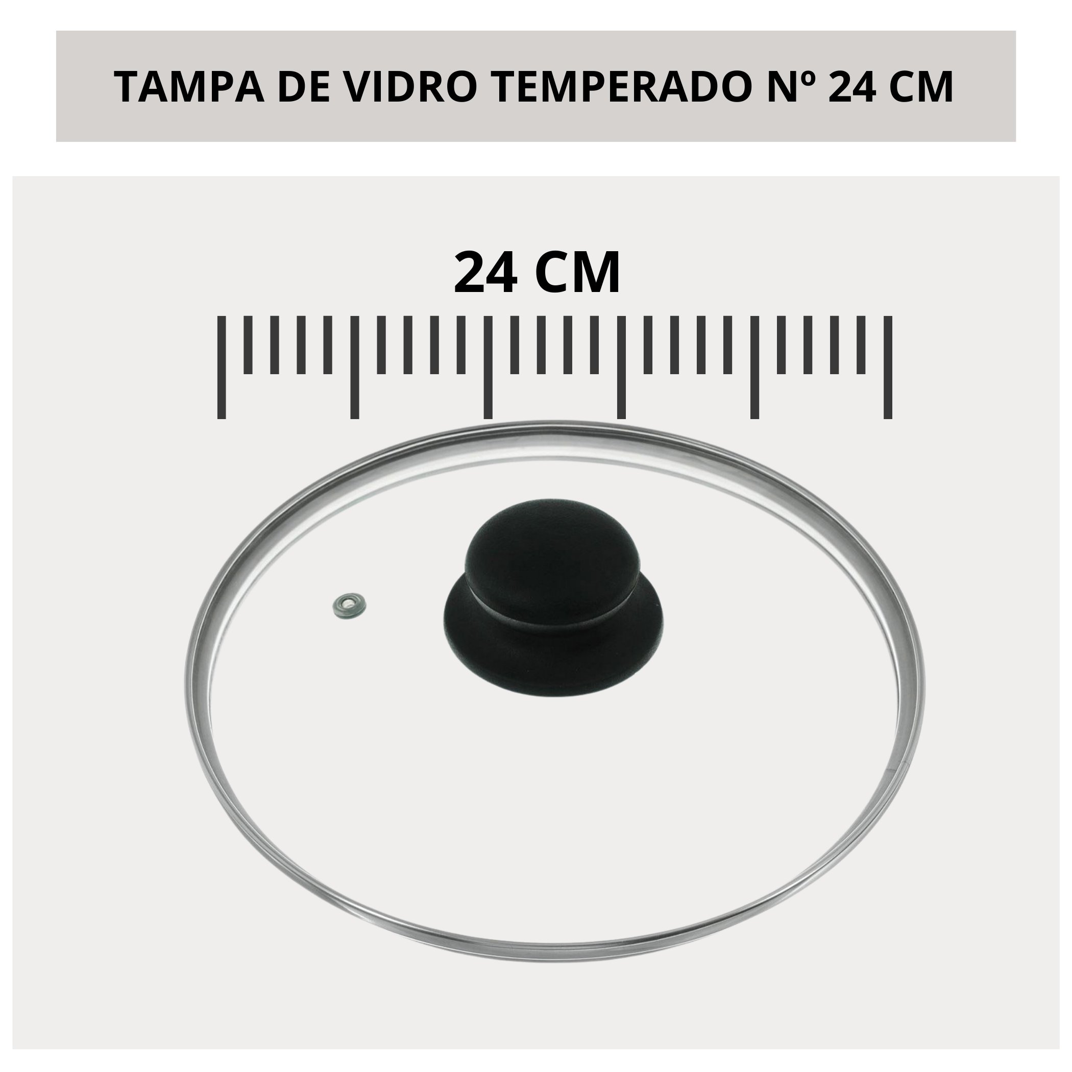 Tampa de Vidro Temperado Avulsa para Panela Caçarola Frigideira 24 Cm - 3