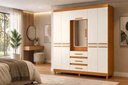 Ver imagem 3 de Guarda Roupa com Espelho New Fusion Casal 6 Portas e 3 Gavetas - Cinamomo Off White - Albatroz