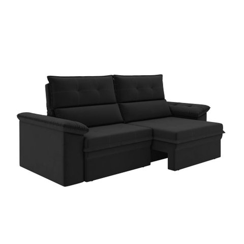 Sofá Aspen 1,80m Retrátil Reclinável Suede Preto Xflex Sofás