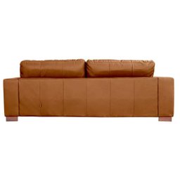Sofá 3 Lugares Sala de Estar Pés Madeira Kenny 2,40M Couro Caramelo - Gran Belo - 8