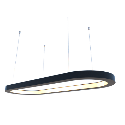 Lustre Pendente Retangular LED 35w 2700k 80cm em Madeira - Preto