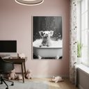 Ver imagem 1 de Quadro Decorativo Porco na Banheira 70x50cm Mold Preta