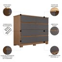 Ver imagem 3 de Cômoda Quarto 136cm 8 Gavetas Morin Jatobá/Grafite S01 - Mpozenato