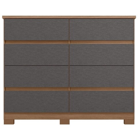 Cômoda Quarto 136cm 8 Gavetas Morin Jatobá/Grafite S01 - Mpozenato