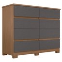Ver imagem 2 de Cômoda Quarto 136cm 8 Gavetas Morin Jatobá/Grafite S01 - Mpozenato