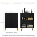 Ver imagem 5 de Gabinete Banheiro 2 Portas Retrô 63Cm Multimóveis V5006 Preto/Natural Preto/Natural