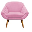 Ver imagem 1 de Poltrona Giovana Suede Rosa Bebê Pés Palito Castanho D´rossi