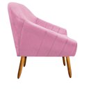 Ver imagem 3 de Poltrona Giovana Suede Rosa Bebê Pés Palito Castanho D´rossi