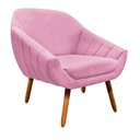 Ver imagem 2 de Poltrona Giovana Suede Rosa Bebê Pés Palito Castanho D´rossi