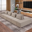 Ver imagem 2 de Sofá Ilha com Puff para Sala Living 425cm Amber M03 Veludo Bege - Lyam Decor